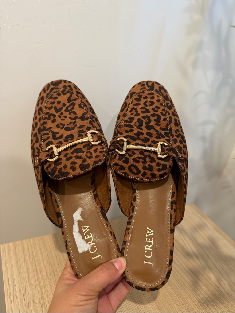 J. Crew Leopard-Print Suede Slip-On Mules with Gold Hardware